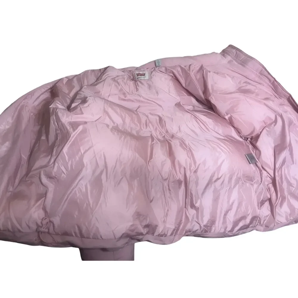 Levi Light Pink Puffer Hoodie Jacket NWT Size XL LW5SP697